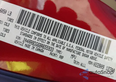 2011 Chrysler Town & Country Touring-L z USA, uszkodzony, nr VIN 2A4RR8DG6BR655933